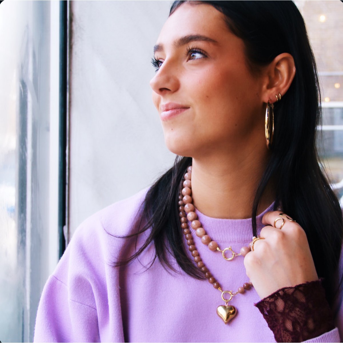 Natuursteen kralenketting 'SMALL' - lichtroze