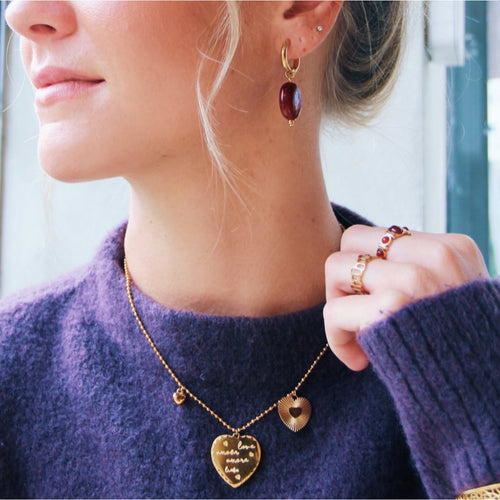 Ballchain bedelketting met 3 hartjes
