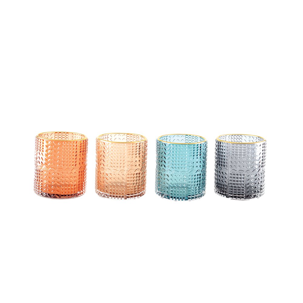 4 -Color kandelaars met gouden randen 8x8x9cm - veel 4