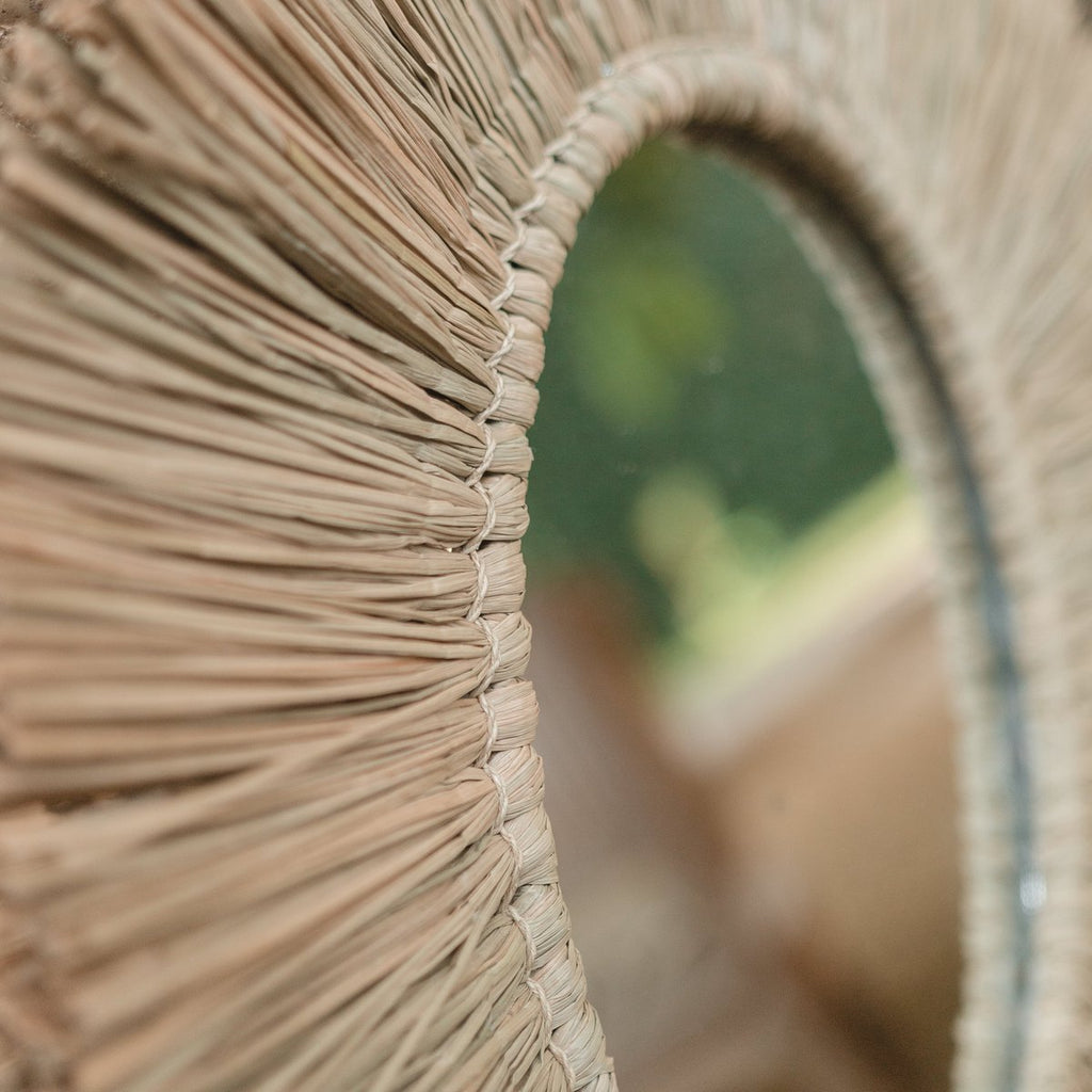 Wandspiegel van Zeegras Rond met 60 cm Diameter RIMBA