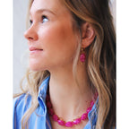 Brede ring met nugget-charme - fuchsia