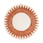 Ronde Boho Spiegel 60 cm | Handgemaakte geweven wandspiegel AWAN | Wanddecoratie met patroon gemaakt van katoenen koorden