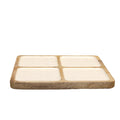Wit vierkante schotel 4 mango houten compartimenten