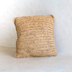 Boho kussen gemaakt van raffia - 40x40 cm decoratief geweven kussen - sofa kussen - natuurlijk beige vierkante kussen handgemaakt van raffia jiwa