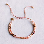 Dubbele Miyuki -armband - roze/naakt/bordeaux