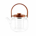 Glazen theepot met houten handgreep 17x14.8x12.5 cm