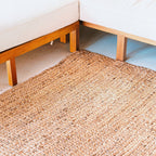 Vierkant Boho-vloerkleed gemaakt van natuurlijke vezels-handgeweven vloermat-rechthoekig bruin tapijt-groot water hyacint tapijt 180x115 cm sawah