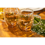 Dubbele wandtheekopjes 350 ml gouden bloemen - veel 2