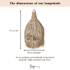 Plafondlamp van zeegras – Boho lampenkap hanglamp – natuurlijke hanglamp – grote trechtervormige zeegras lampenkap LAMPUNG (Ø 40 cm)