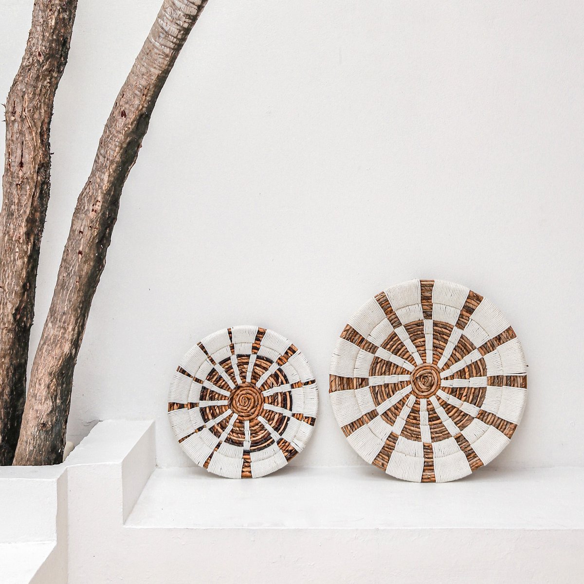 Wanddecoratie | Wandmand | Wandmand | Decoratieve schaal HUTAN van bananenvezel (2 maten)