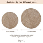 Zeegrasvloerkleed rond 100/120 cm – vloerkleed in bohostijl – rond vloerkleed naturel – handgeweven beige natuurvloerkleed (2 maten) LOKA