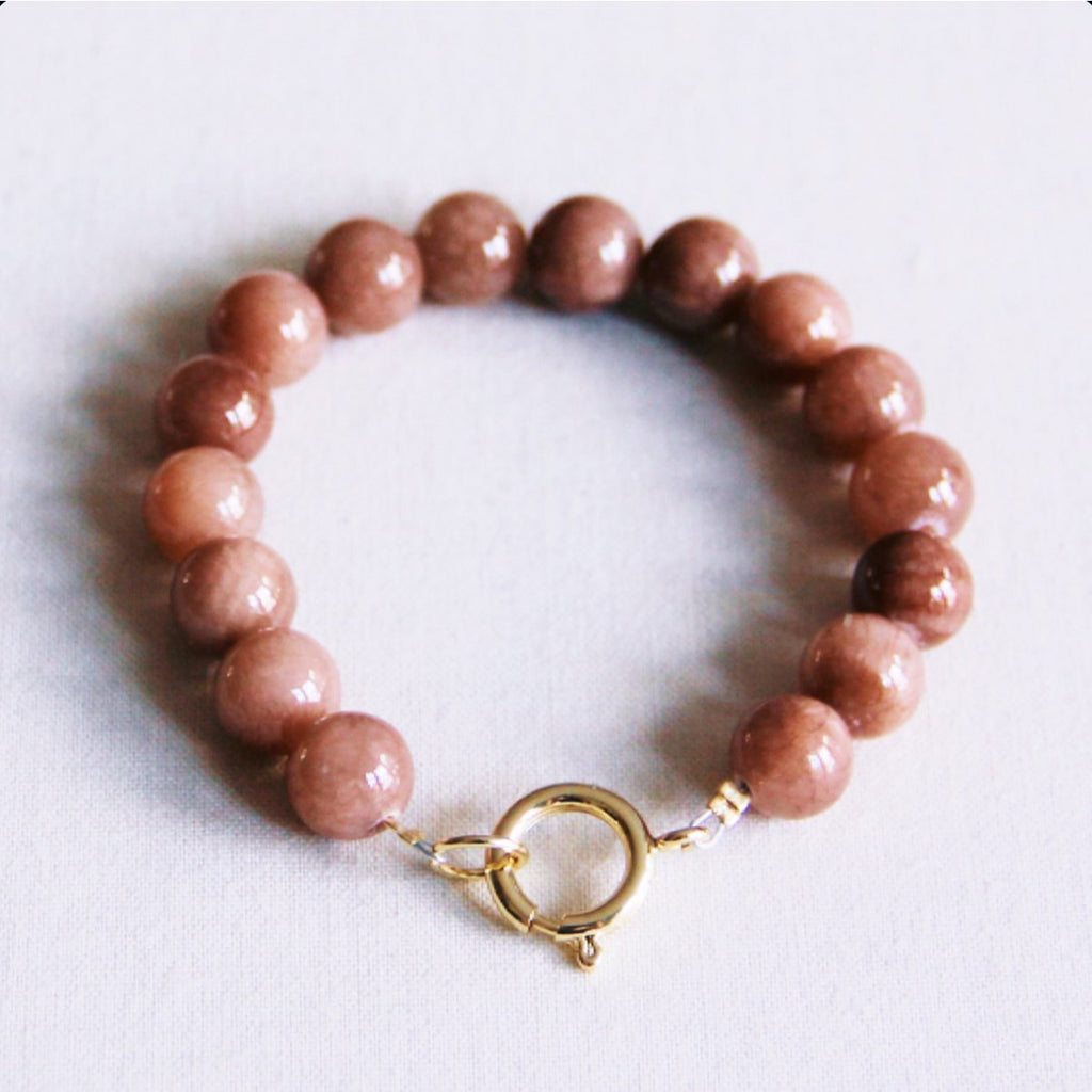 Natuursteen kralen armband xl - mokka
