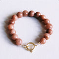 Natuursteen kralen armband xl - mokka
