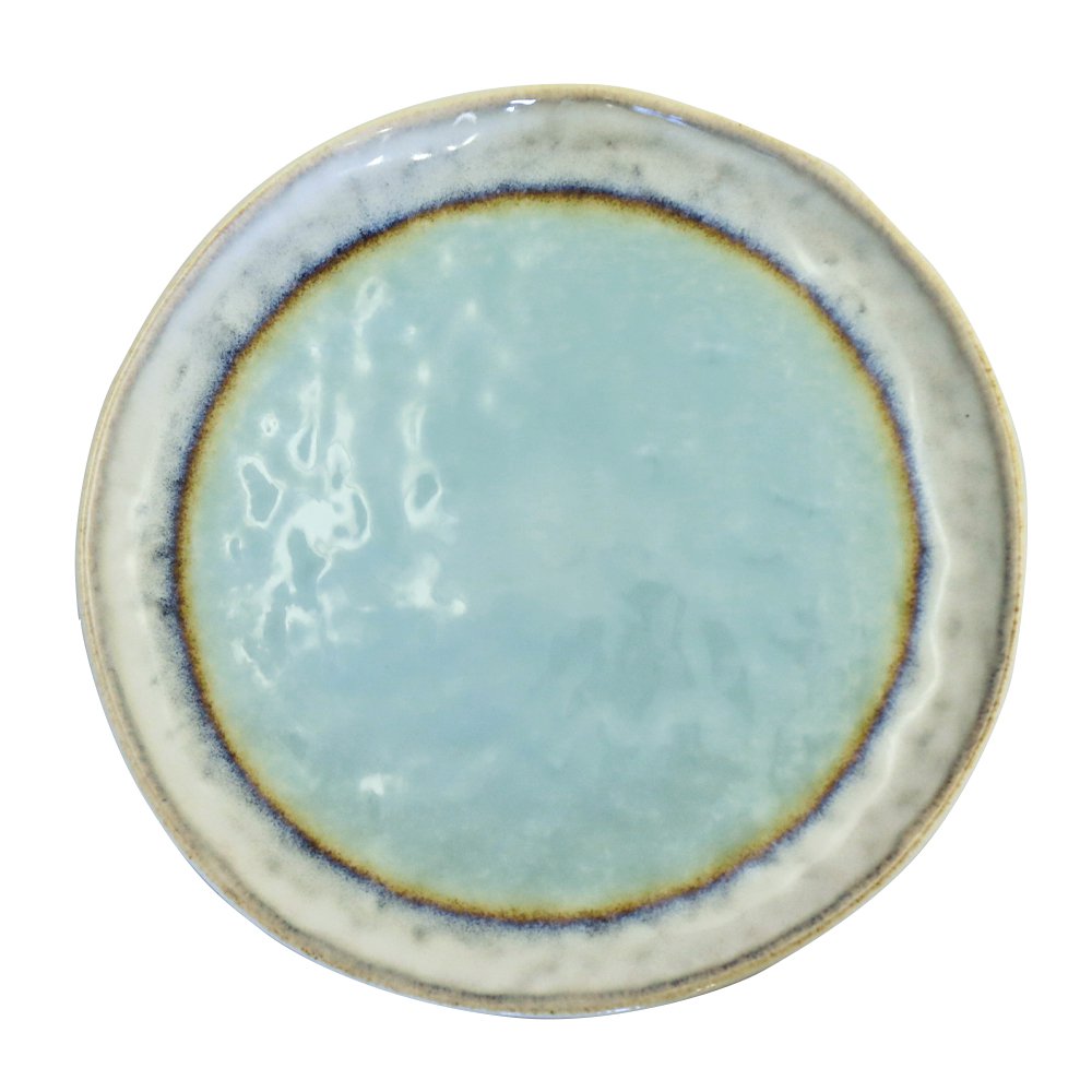 Turquoise porselein dessertplaat 21.5x21.5x1.4cm