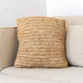 Boho kussen gemaakt van raffia - 40x40 cm decoratief geweven kussen - sofa kussen - natuurlijk beige vierkante kussen handgemaakt van raffia jiwa