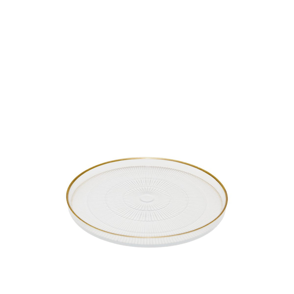 Goldline 16x16x2cm gestreepte dessertplaat