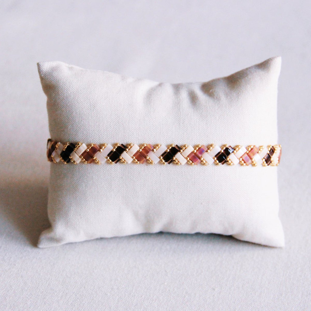Gevlochten Tila Bead -armband - Naaktkleuren