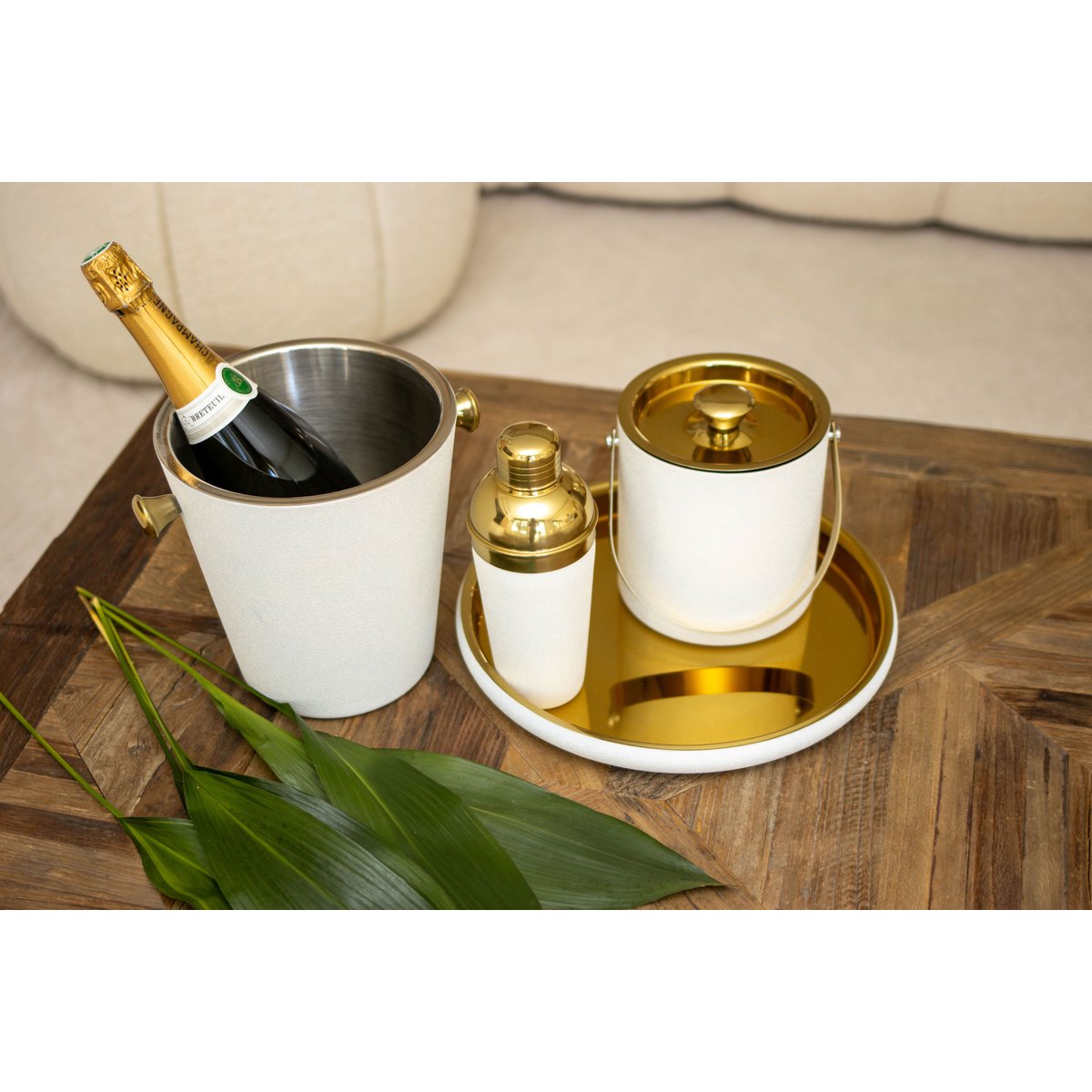 Ecru en Golden Ice Bucket 15x15x18.5 cm