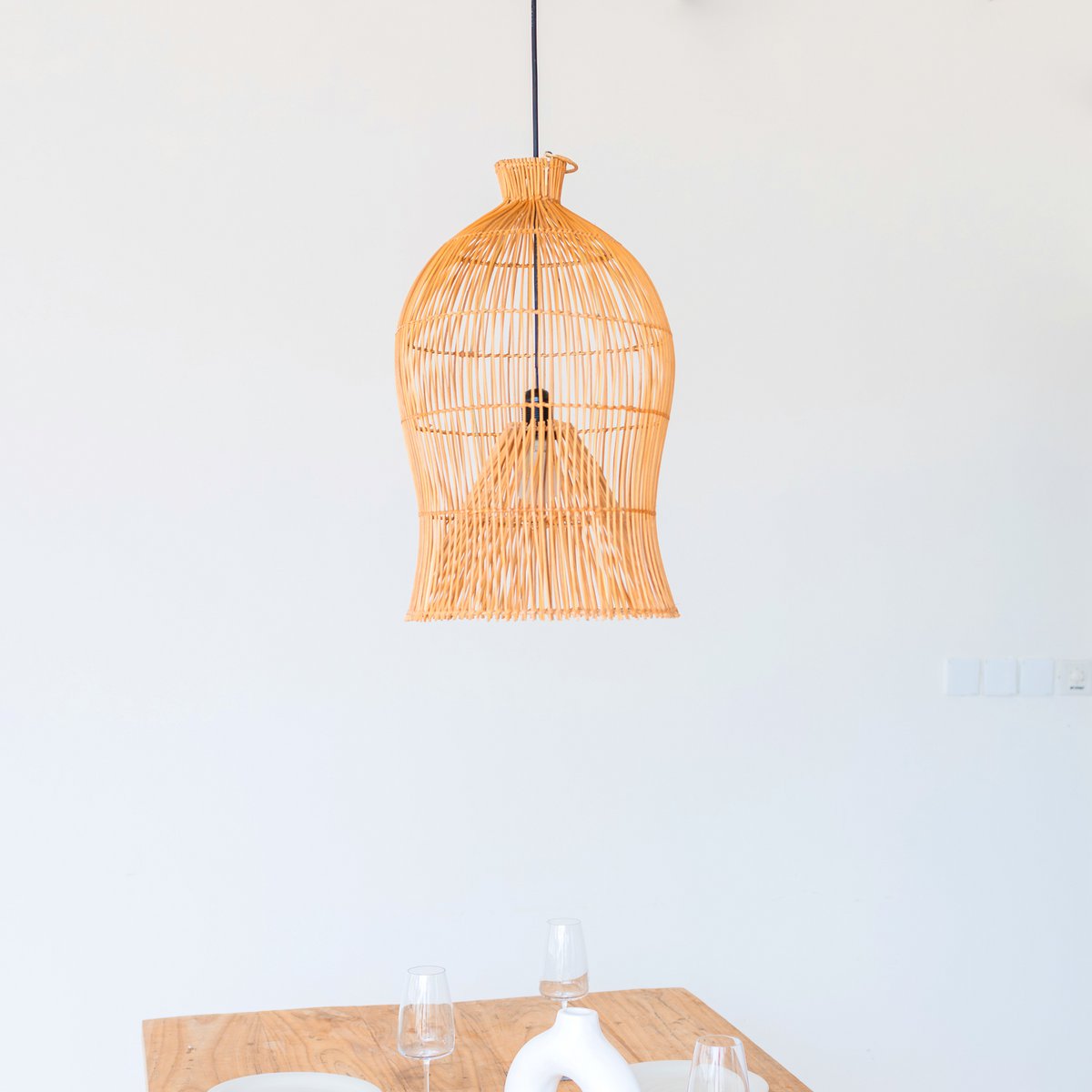 Rotan lampenkap – Boho hanglamp – plafondlamp hangend – Boho plafondlamp MAHARA (Ø35 cm)