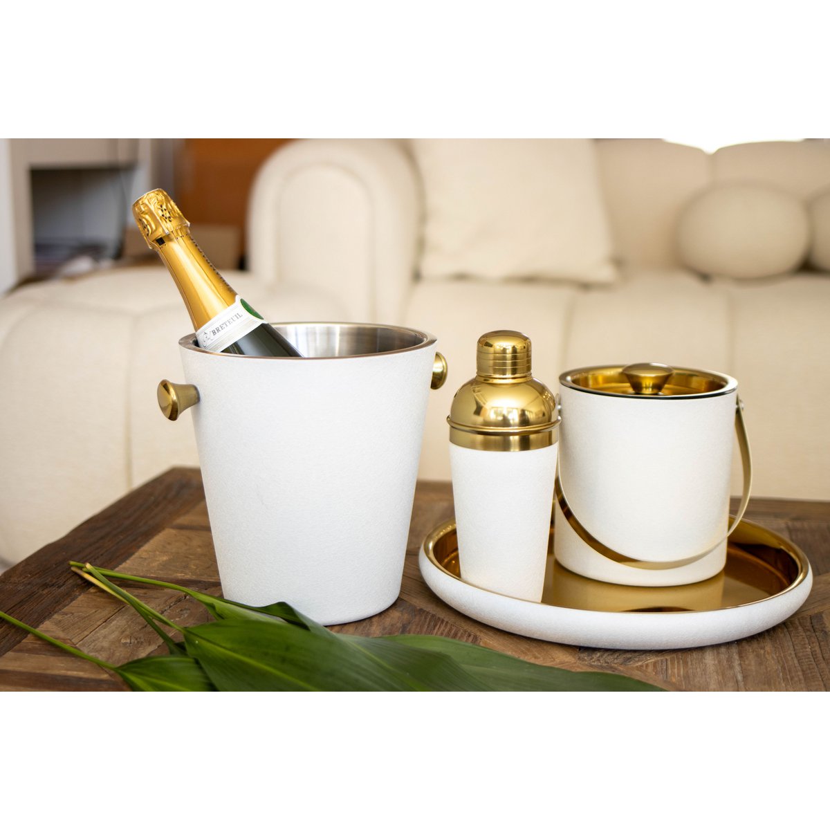 Ecru en Golden Ice Bucket 15x15x18.5 cm