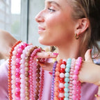 Natuurlijke stenen kralenketting xl - lila