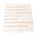 Vloerkleed van wit katoen met bruine strepen 64x51 cm Handgeweven vloermat GIANYAR