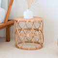 Ronde rotan bijzettafel – kleine boho salontafel – nachtkastje rotan beige – handgemaakte tafel gemaakt van natuurlijk rotan (Ø 45 cm) MUARA