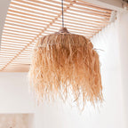 Raffialamp met lange franjes | Lampenkap | Hanglamp KAWI (2 maten)