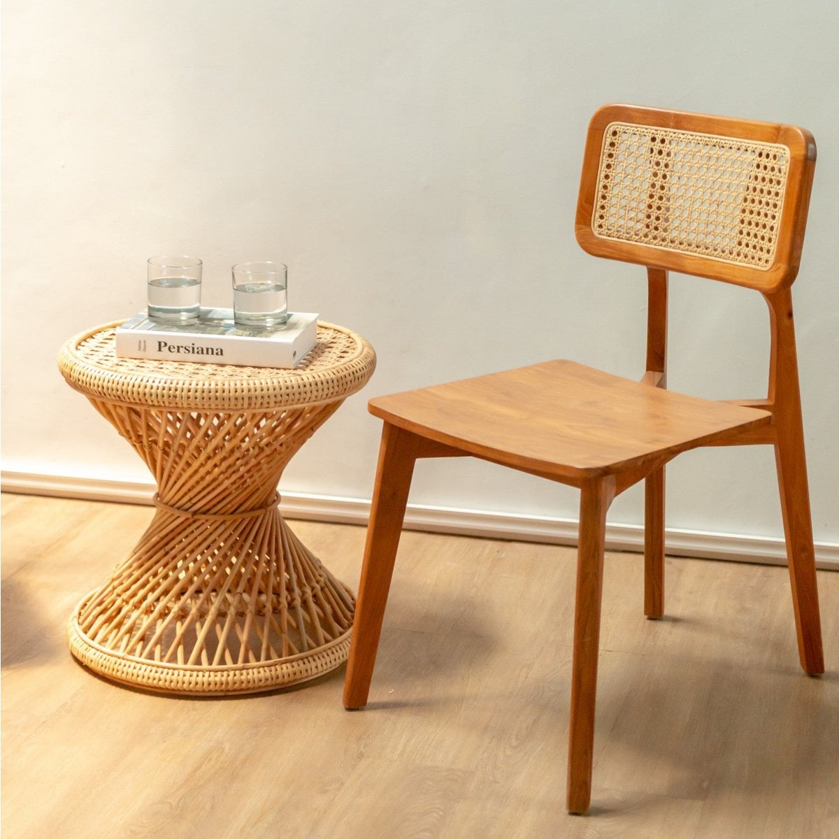 Rotan bijzettafel | Salontafel | Ronde salontafel LUHU Ø45 cm Beige