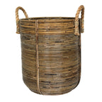 Rotan wasmand rond – rotan plantenmand – grote Boho mand – decoratieve mand handgemaakt van rotan (2 maten Ø 35/40 cm) OTERE