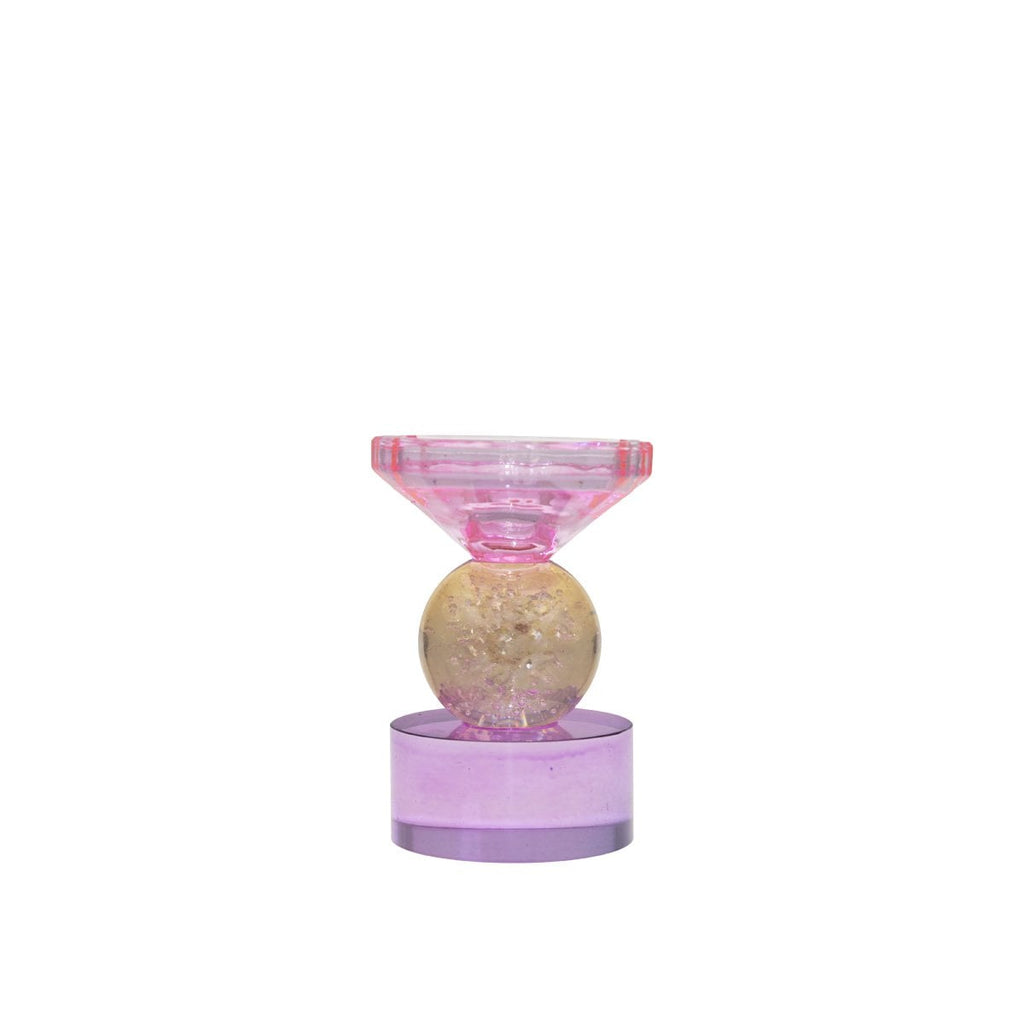 H14cm Amber en Purple Candlestick