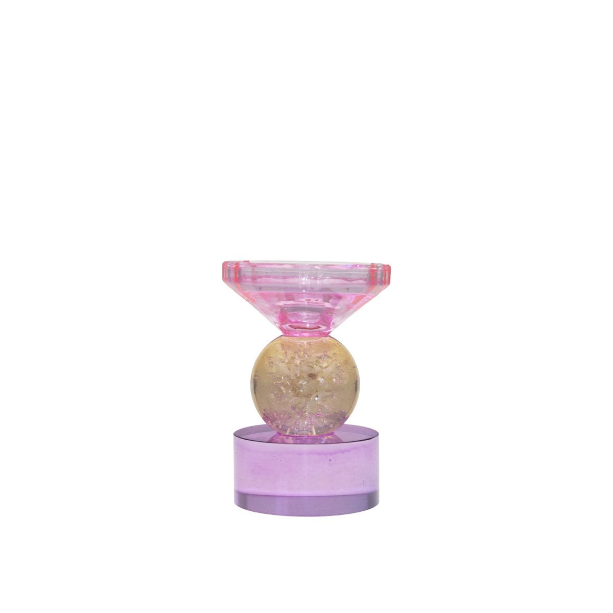 H14cm Amber en Purple Candlestick