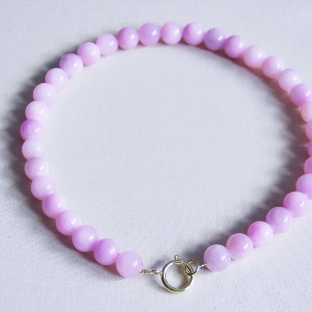 Natuurlijke stenen kralenketting xl - lila