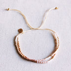 Dubbele Miyuki -armband - naakt/wit/taupe
