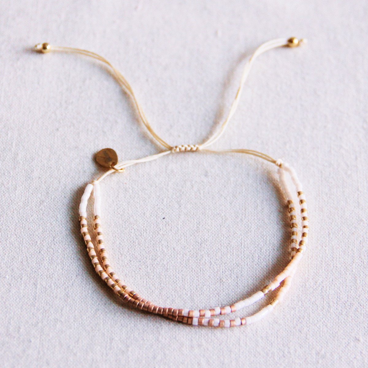 Dubbele Miyuki -armband - naakt/wit/taupe