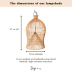 Rotan lampenkap – Boho hanglamp – plafondlamp hangend – Boho plafondlamp MAHARA (Ø35 cm)